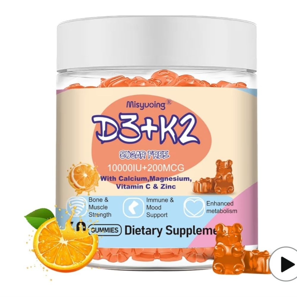 Vitamin D3+K2 Sugar-Free Gummies. 60 Strawberry.